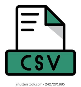 Csv file icon colorful style design. document format text file icons, Extension, type data, vector illustration.