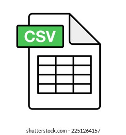 CSV file icon. Datasheet icon. Vector.