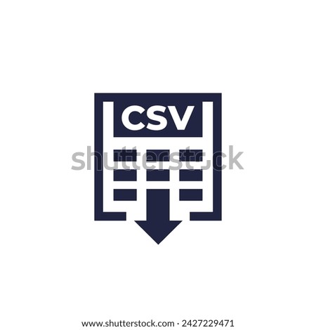 csv icon, download data file vector