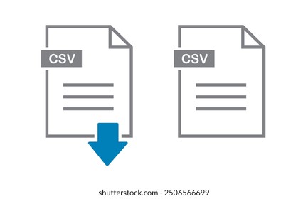 Csv icon on white background. file Csv download icon.