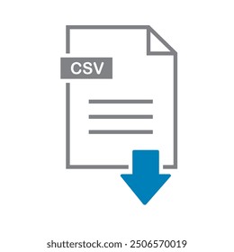 Csv icon on white background. file Csv download icon.