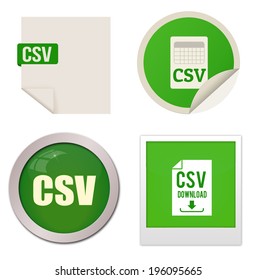 Csv icon set on white background, vector illustration