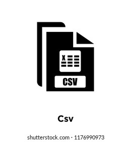 Csv icon vector isolated on white background, logo concept of Csv sign on transparent background, filled black symbol