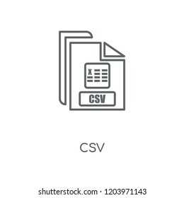 Csv linear icon. Csv concept stroke symbol design. Thin graphic elements vector illustration, outline pattern on a white background, eps 10.