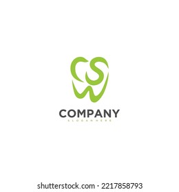 CSW letter for dental care clinic hospital logo design. Vector illustration EPS.8 EPS.10