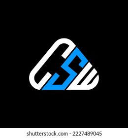 Logo de la carta CSW diseño creativo con gráfico vectorial, logotipo simple y moderno en forma de triángulo redondo.