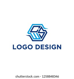 csw logo design , initial logo , vector , polygon logo , geometric logo