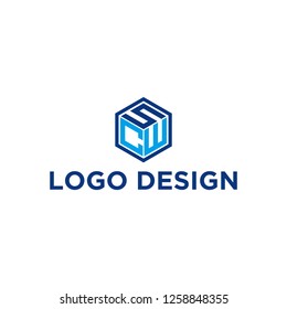 csw logo design , initial logo , vector , polygon logo , geometric logo