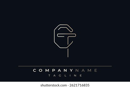 CT Abstrakte Linie Stil Logo. Minimalistisches Design mit den Buchstaben C und T Abstrakter Linienstil