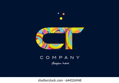 ct c t alphabet letter logo colors colorful rainbow acrylic font creative text dots company vector icon design template