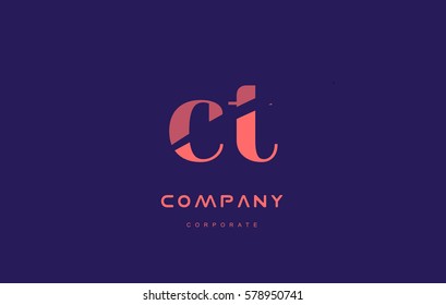ct c t alphabet small letter blue pink creative design vector company logo icon template 