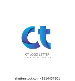 ct c t circle lowercase design of alphabet letter combination with infinity suitable as a logo for a company or business - Vector