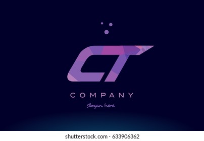 ct c t polygon polygonal letter alphabet text pink purple dots creative company logo vector icon design template