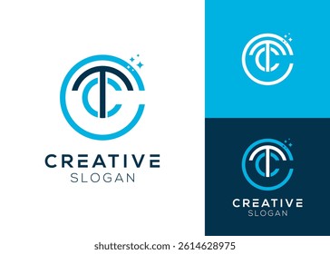 CT with clean or shiny elements logo design for cleaning or laundry services