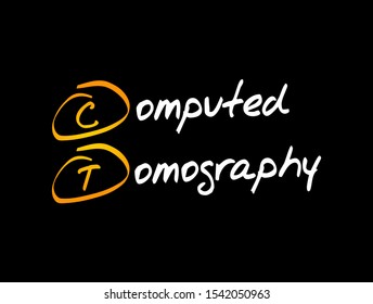 CT - Computed Tomography acronym, medical concept background