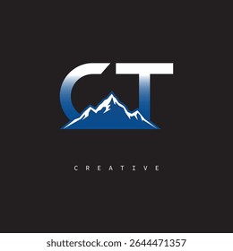 CT Creative Mountain Logo Bold Gradient Letter mark Branding Design for Business Outdoor Brands