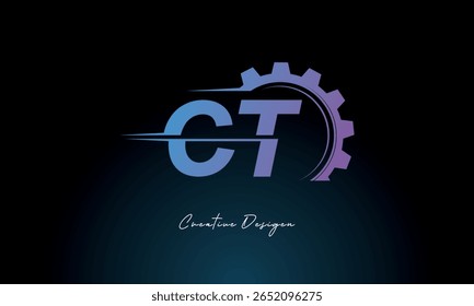 CT Gear Fusion Logo – Industrial Tech-Inspired Letter mark Futuristic Industrial Letter Mark Design for Technology and Engineering Brands.