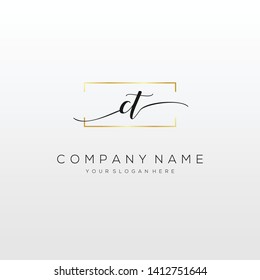 CT handwriting initial logo template vector.