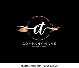 CT handwriting initial  logo vector