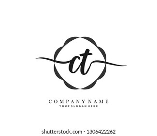 CT handwriting initial  logo vector