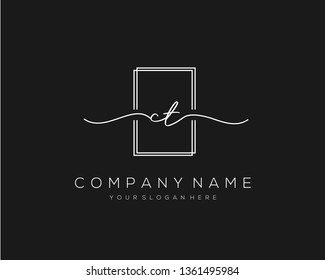 CT handwriting initial  logo vector