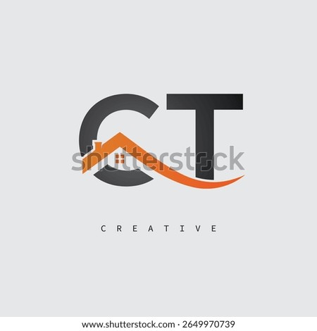 CT House Letter Logo – Creative Real Estate Monogram with Roof Shape and Home Icon for Property, Architecture and Modern Branding Identity