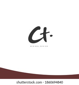CT Escritura manual inicial o logotipo manuscrito para la identidad. Logo con firma y estilo dibujado a mano.