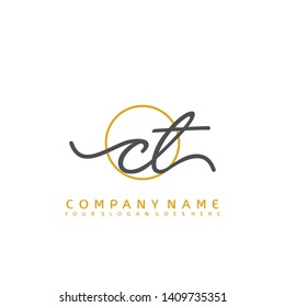 CT Initial handwriting logo concept