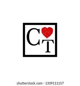 CT  Initial Handwriting logo template vector