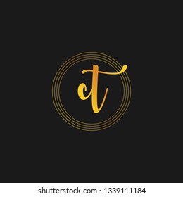 CT  Initial Handwriting logo template vector