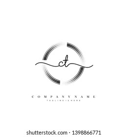 CT initial handwriting logo template vector