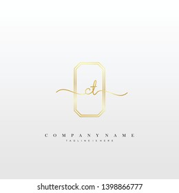 CT initial handwriting logo template vector