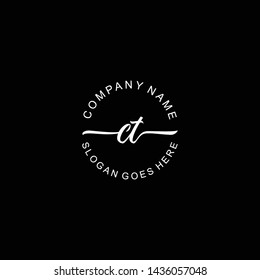 CT Initial handwriting logo template vector