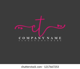 CT Initial handwriting logo vector