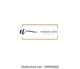 CT Initial handwriting logo vector. Hand lettering for designs.