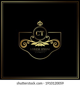 CT Initial Letter Luxury Logo template in vector art for Restaurant, Royalty, Boutique, Cafe, Hotel, Heraldic, Jewelry, Fashion and other vector illustration.