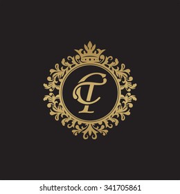 CT initial luxury ornament monogram logo