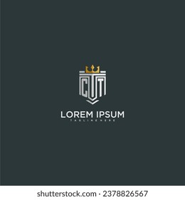 CT initial monogram for crown and shield logo design