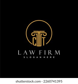 CT initial monogram for law firm with creative circle line