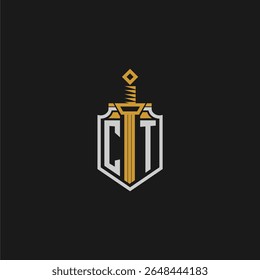 CT initial monogram for shield and sword style image