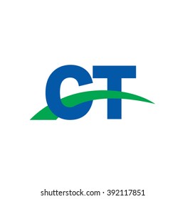 CT initial overlapping swoosh letter logo blue green
