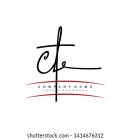 CT initial signature logo. handwriting logo template vector,