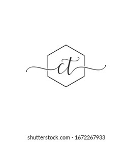 CT initial signature logo. handwriting logo template vector icon