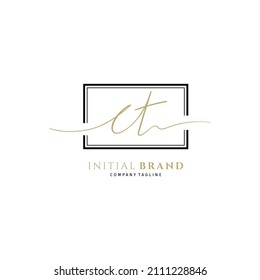 CT initial signature logo. Handwritten monogram vector