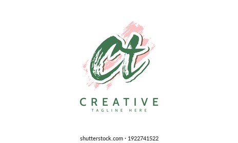 CT Initials, handwriting logo vector