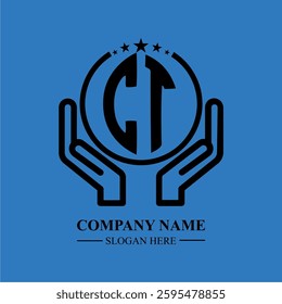 CT initials held within hands, symbolizing trust and protection. The circle represents unity, while stars highlight excellence and ambition.