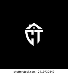 Iniciales CT logotipo de escudo premium monograma con diseños para el hogar plantillas modernas