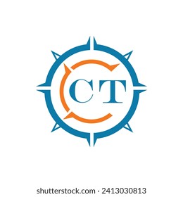 CT letter design. CT letter technology logo design on a white background.