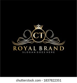 Carta CT Plantilla inicial de logotipo de marca lujosa.