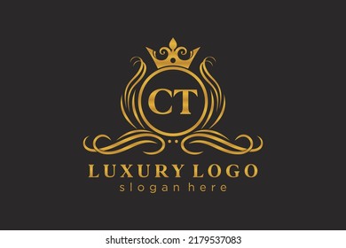 CT Letter Royal Luxury Logo template in vector art for Restaurant, Royalty, Boutique, Cafe, Hotel, Heraldic, Jewelry, Fashion and other vector illustration.